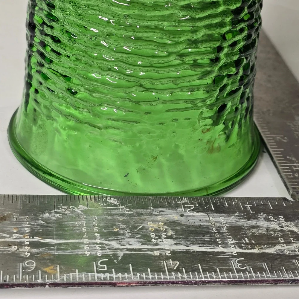 Soreno Emerald Green Textured Bark Vase 9 Inch Flared 4040-B MCM USA‎